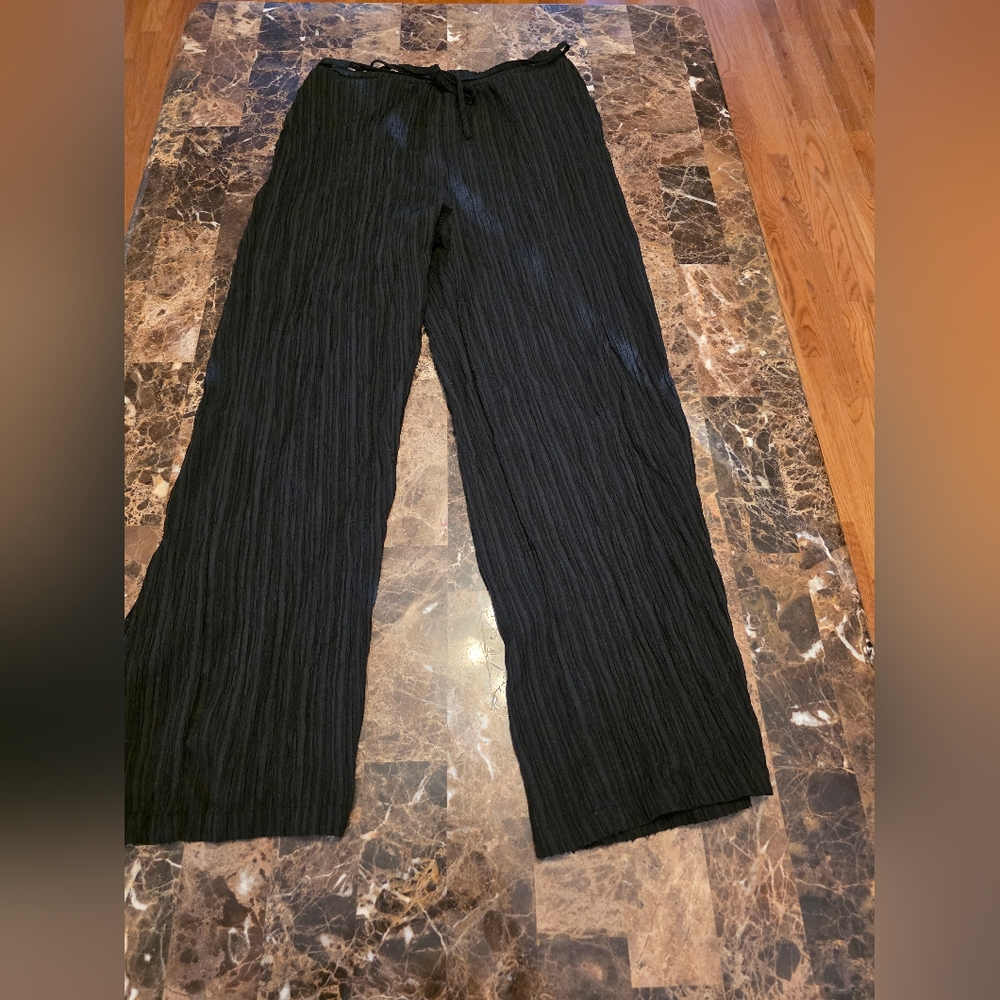 Black Textured Wide-Leg Pants Shein Xl